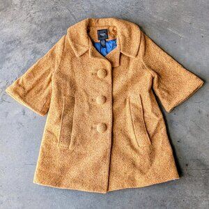 Smythe Mustard Yellow Wool Tweed Short Sleeve Mid Mod Blazer Jacket size 2